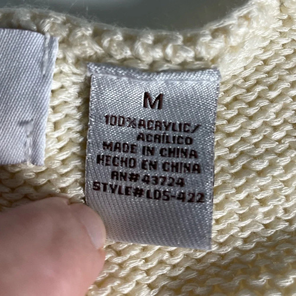 Le Moda Ivory Crochet Knit Sweater- Size Medium - Picture 6 of 12
